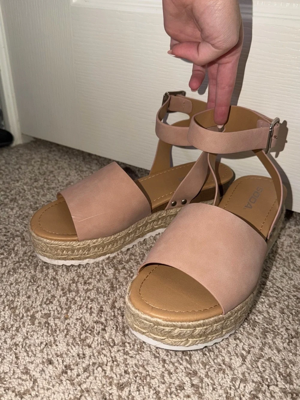 Soda Pink Platform Ankle-Strap Espadrille Sandals